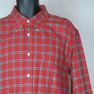 Tommy Hilfiger Men's Long Sleeve Button Front Shirt Size Large Red Tartan Plaid